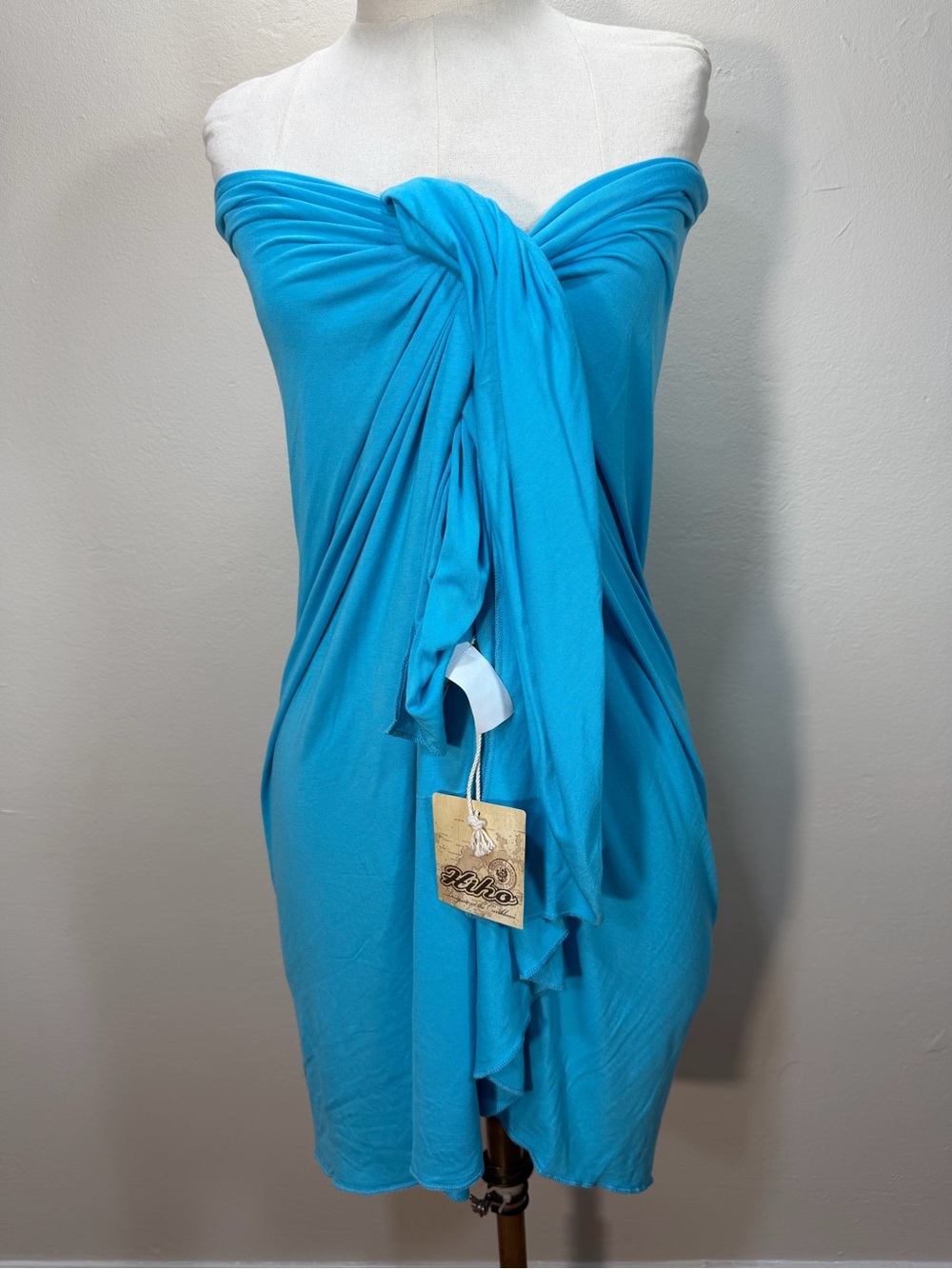 HIHO Turquoise Strapless Knot-Front Swim Coverup
